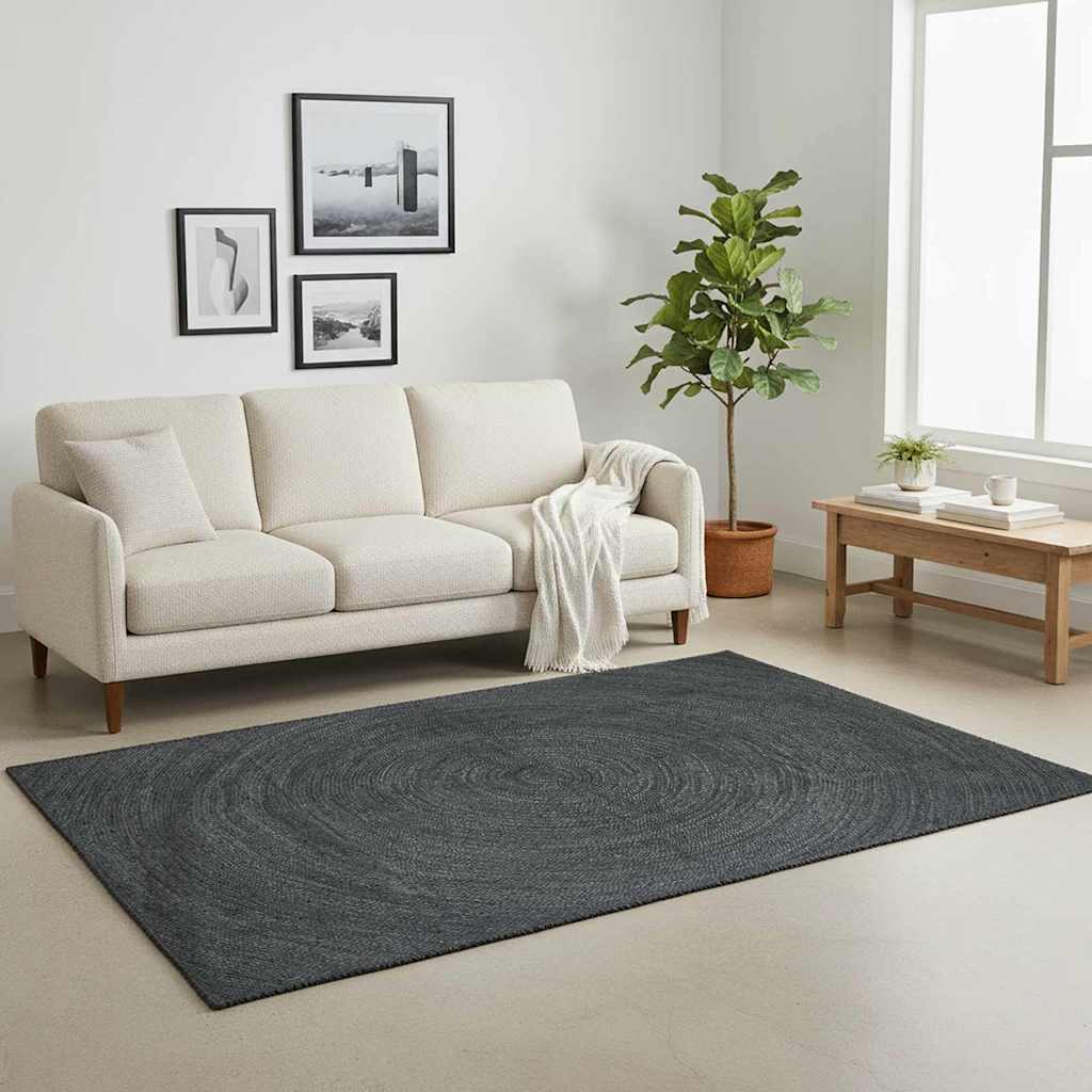 Area Rugs Jute Dark Grey