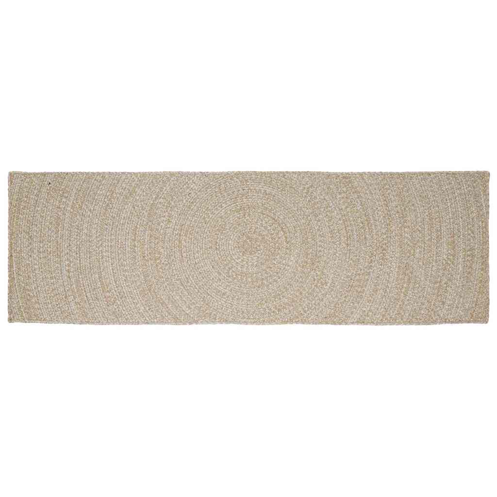 vidaXL Area Rug Natural and White 80 x 250 cm Jute 1