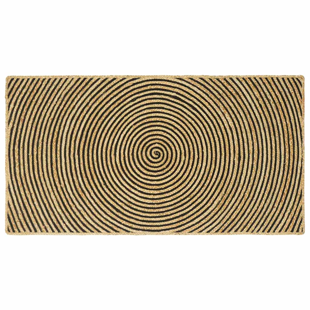 Area Rug Jute Natural and Black 100 cm 200 cm