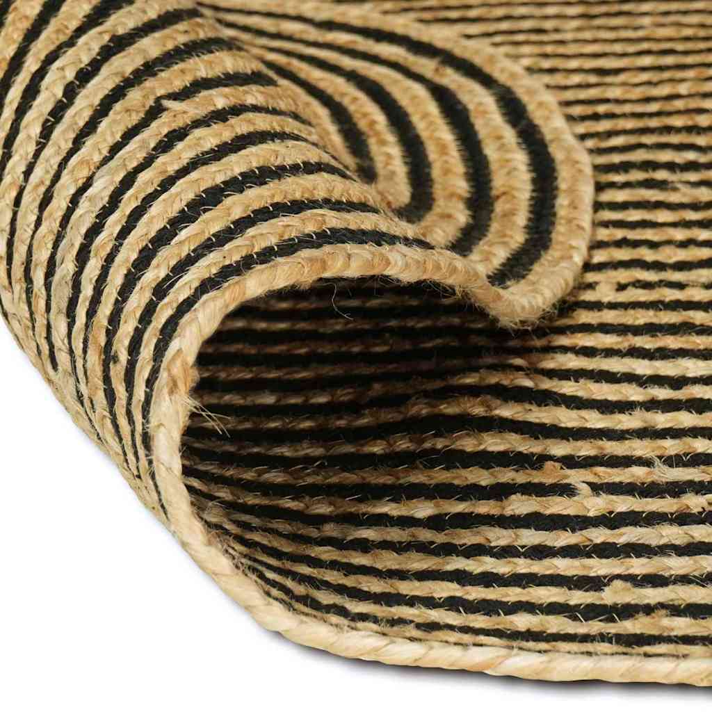 Area Rug Jute Natural and black 122 cm 183 cm