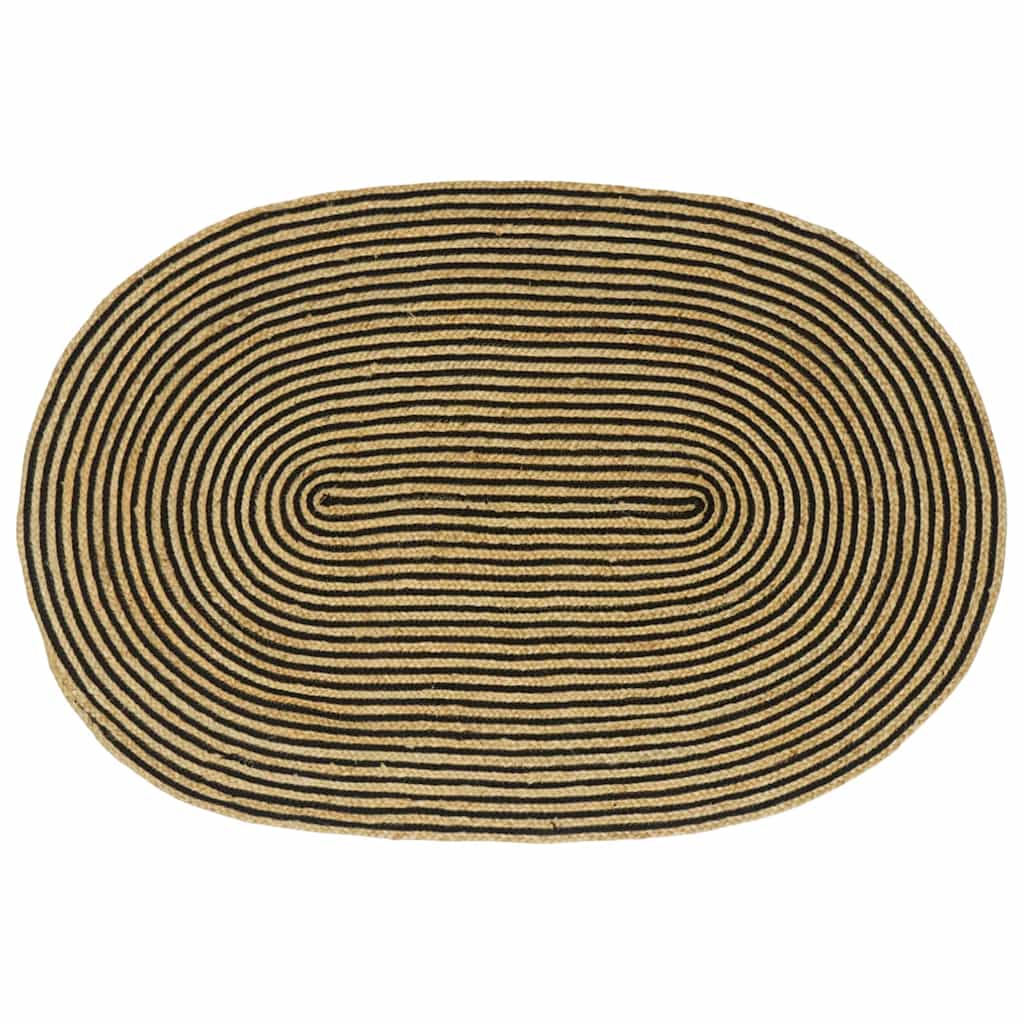 vidaXL Area Rug Natural and Black 122 x 183 cm Jute 1
