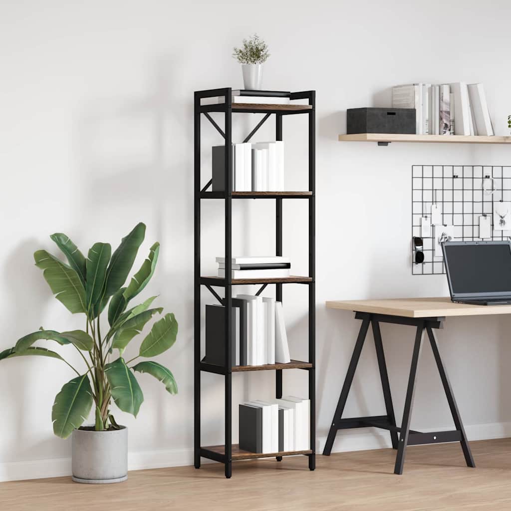vidaXL Bookshelf 40 x 30 x 155 cm Engineered Wood Smoked Oak 4