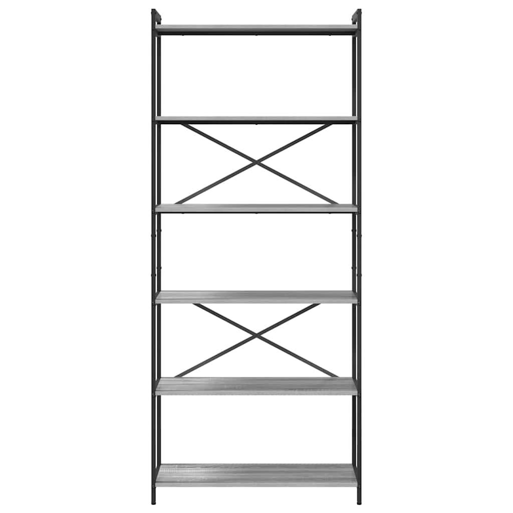 Bookshelf 80 x 30 x 189.5 cm Engineered Wood Height 188 cm Grey sonoma