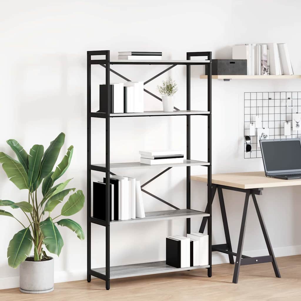 Bookshelf 80 x 30 x 155 cm Engineered Wood Height 153 cm Grey sonoma