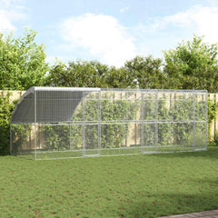 Chicken Cage with 3 pcs Silver 600x200x200cm 600 x 200 x 198.5 cm 3 doors