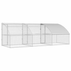 Chicken Cage with 3 pcs Silver 600x200x200cm 600 x 200 x 198.5 cm 3 doors