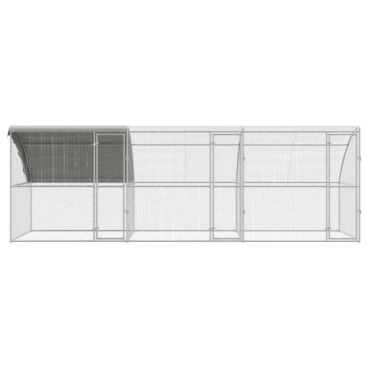Chicken Cage with 3 pcs Silver 600x200x200cm 600 x 200 x 198.5 cm 3 doors