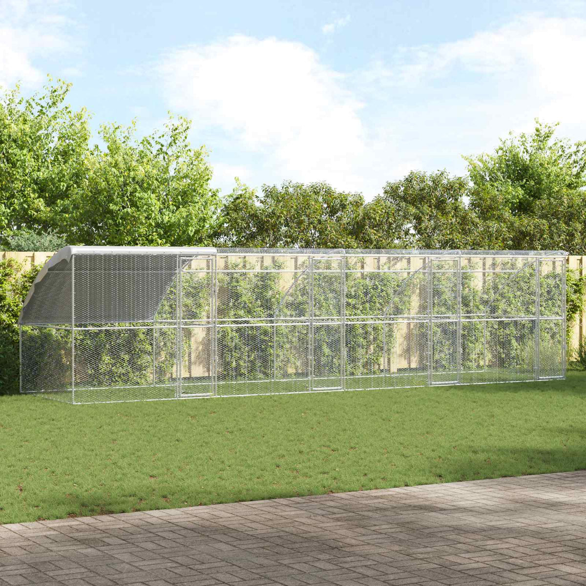 Chicken Cage with 3 pcs Silver 600x200x200cm 800 x 200 x 198.5 cm 4 doors
