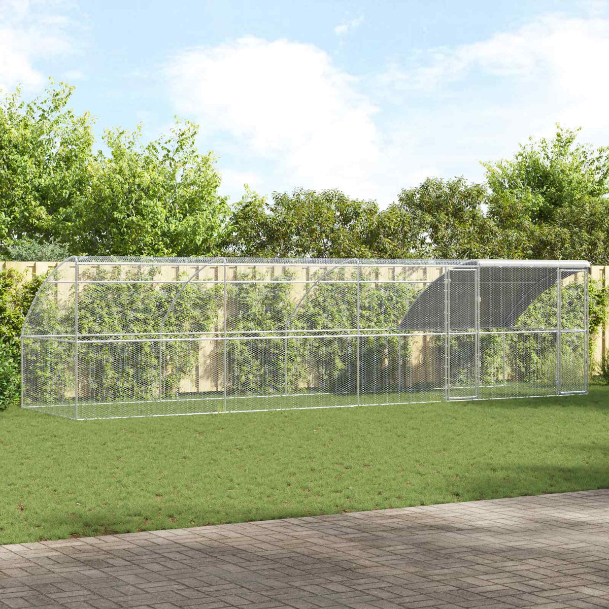 Chicken Cage with 3 pcs Silver 600x200x200cm 800 x 200 x 198.5 cm 2 doors