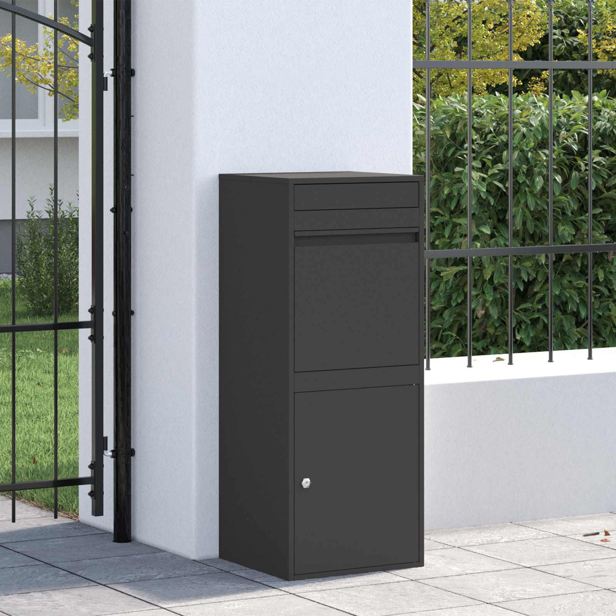 Parcel Drop Box Silver 41 x 38 x 103 cm Black