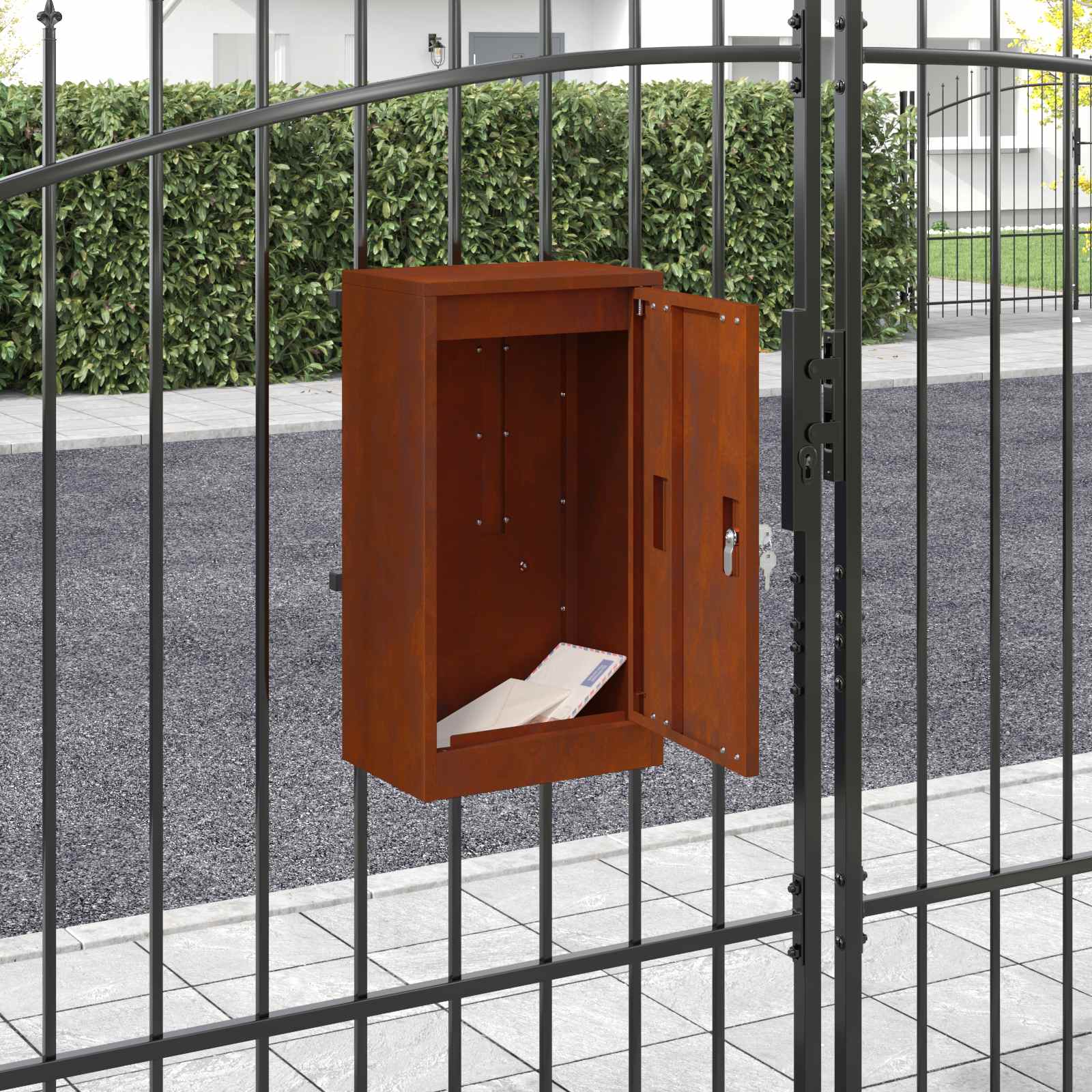 vidaXL Mailbox with Storage Rusty 30 x 20 x 55 cm Weathering Steel 1