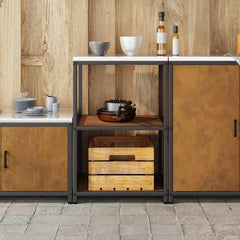 Kitchen Shelving Unit HATTEM 60 x 50 x 92 cm Steel Kitchen Storage Shelf Weathering steel