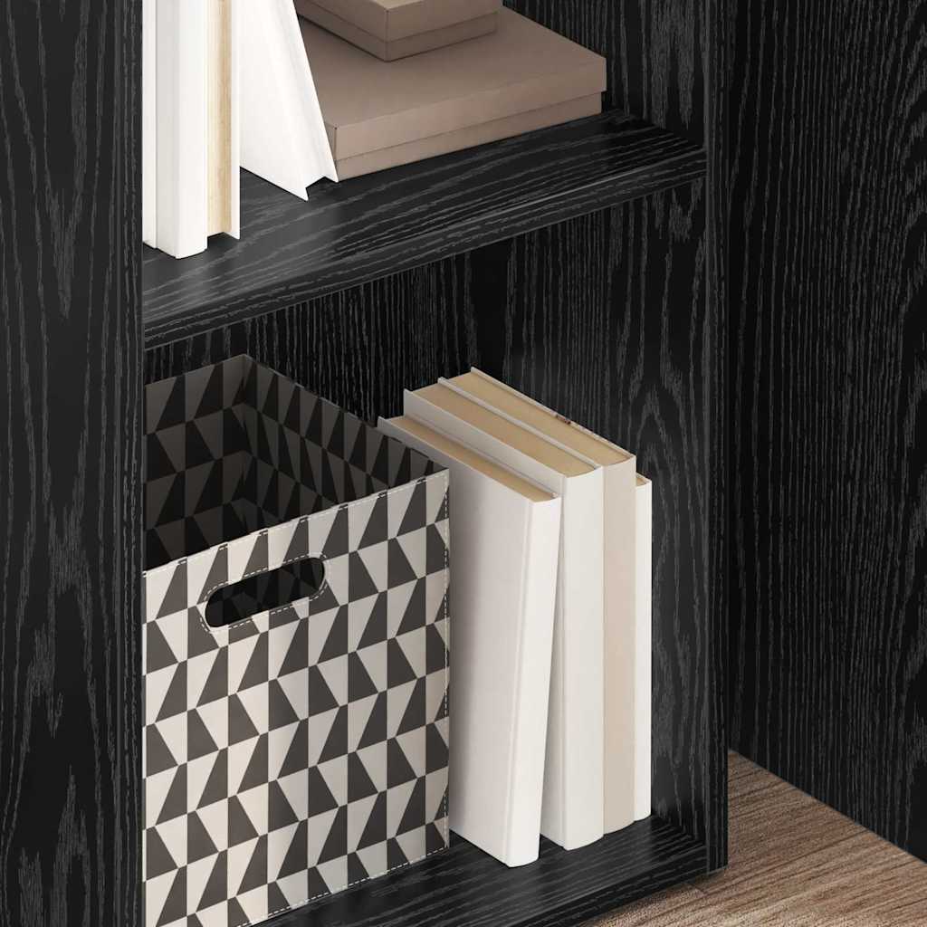 vidaXL Bookshelf 3-Tier 40 x 30 x 114 cm Engineered Wood Black Oak 4