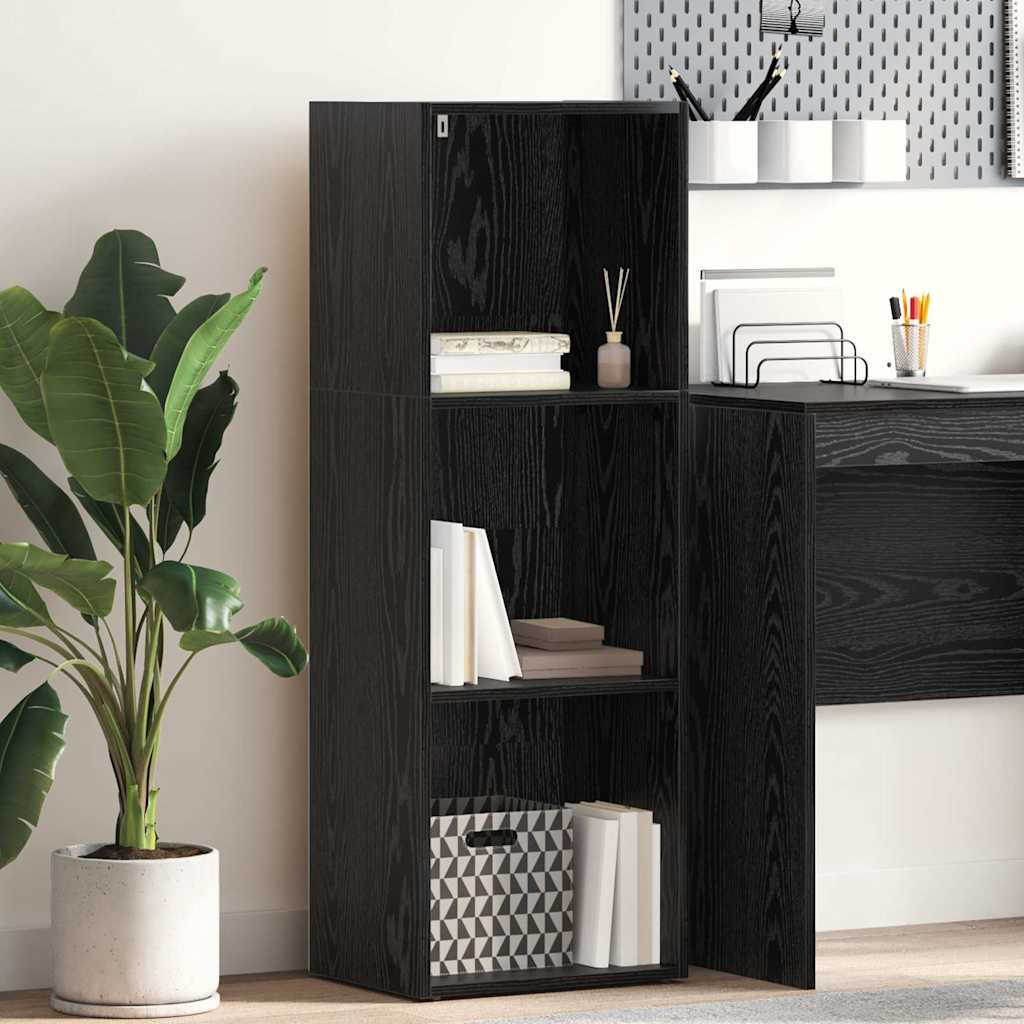 vidaXL Bookshelf 3-Tier 40 x 30 x 114 cm Engineered Wood Black Oak 1