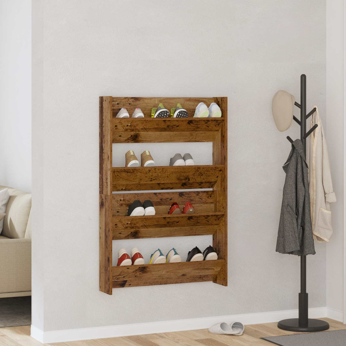 vidaXL Wall Shoe Cabinets Engineered Wood Width 80 cm 2 pcs