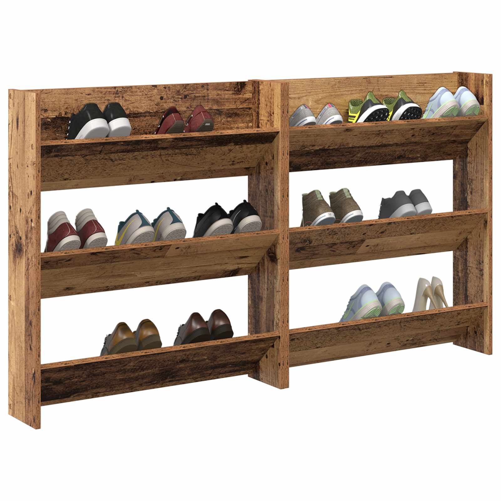 vidaXL Shoe Cabinet 2 pcs 84 x 18 x 90 cm Engineered Wood Old wood 3