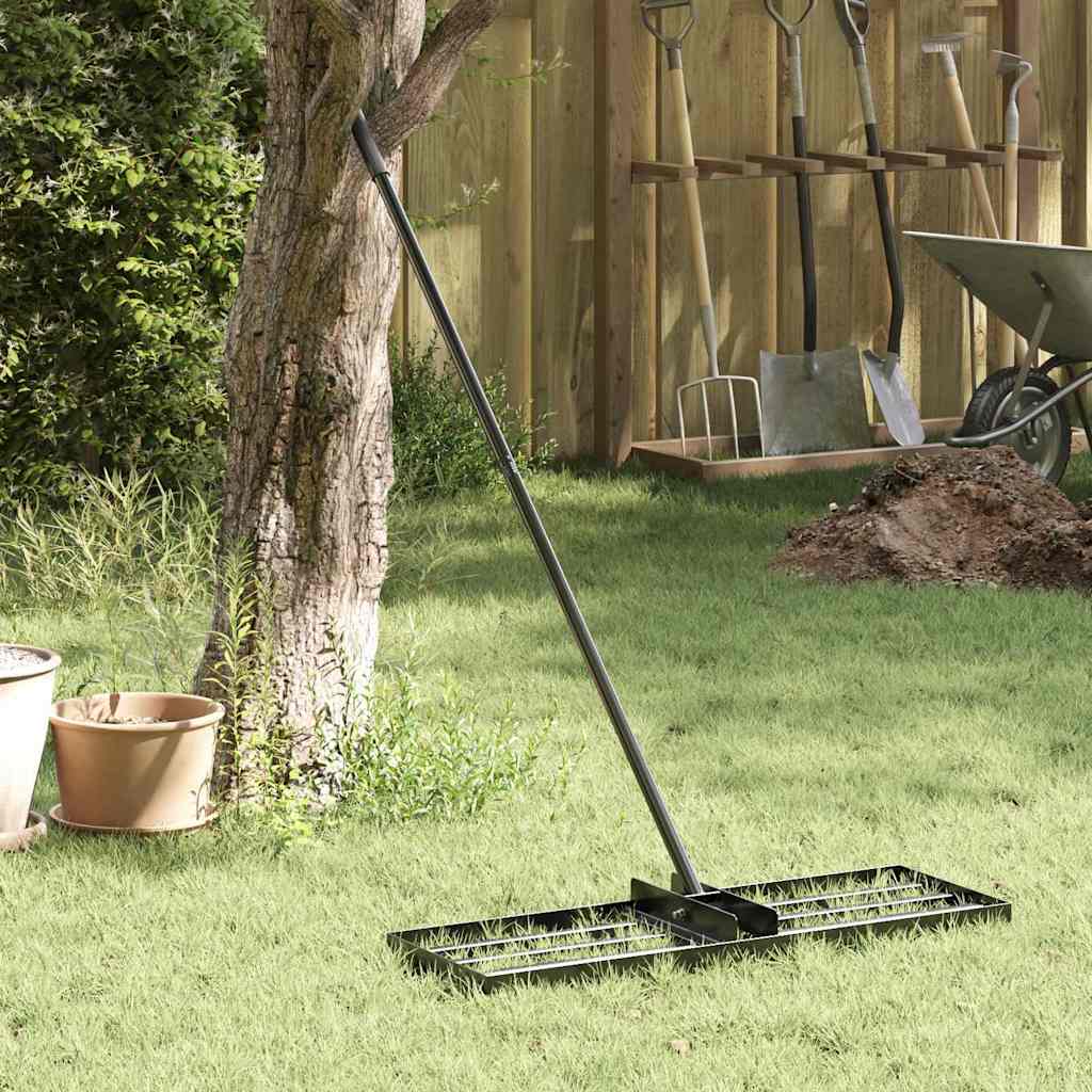 vidaXL Garden Leveling Rake Black 75 x 25 x 6 cm Powder-Coated Steel 1