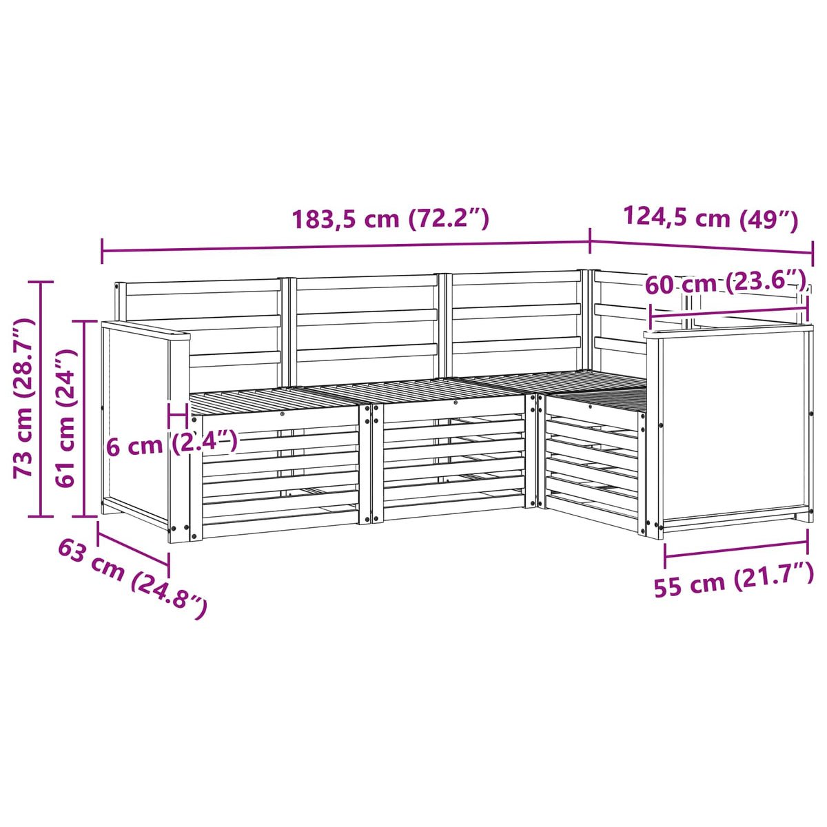 vidaXL Sofa Sets 4 pcs Solid Acacia Wood 6