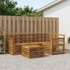 Outdoor Sofa Set 5 pcs Polyester Natural Wooden frame with coffee rope
