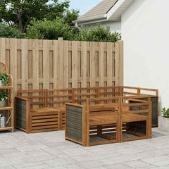 vidaXL Outdoor Sofa Set 7 pcs Polyester Natural