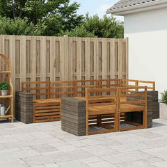 vidaXL Outdoor Sofa Set 7 pcs Polyester Natural