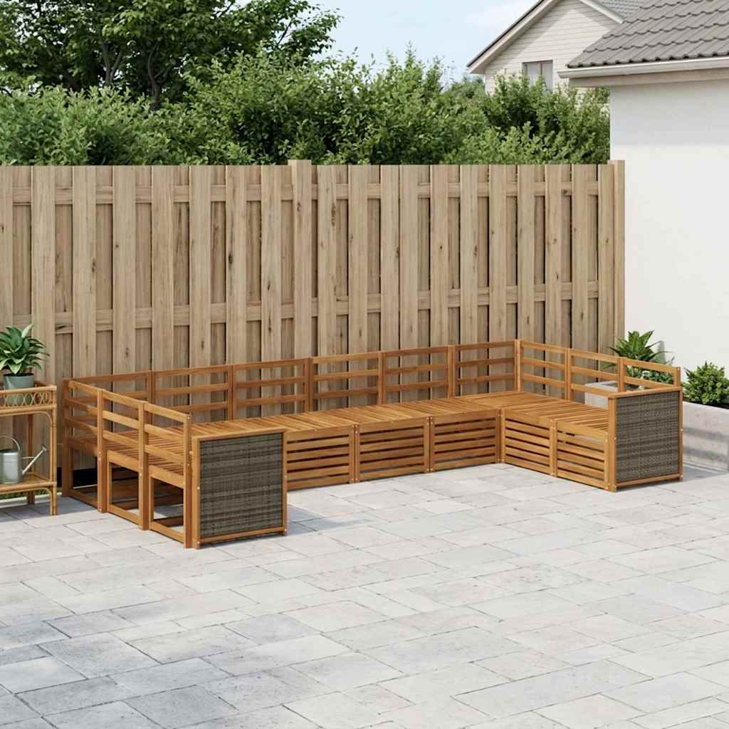 vidaXL Outdoor Sofa Set 10 pcs 10-Seaters Solid Acacia Wood