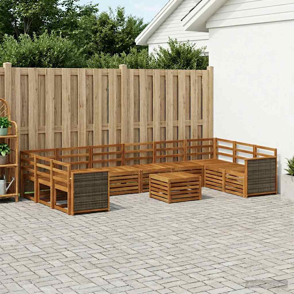 vidaXL Outdoor Sofa Set 11 pcs 10-Seaters Solid Acacia Wood