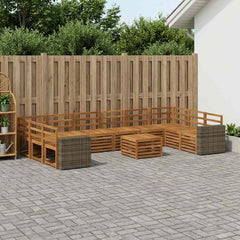 vidaXL Outdoor Sofa Set 11 pcs 10-Seaters Solid Acacia Wood