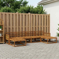 Outdoor Sofa Set 6 pcs 6-Seaters Natural Solid Acacia Wood Coffee rope