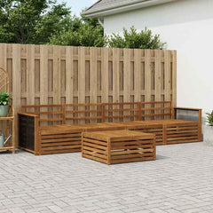 Outdoor Sofa Set 5 pcs 4-Seaters Natural Solid Acacia Wood Wooden frame with black rope
