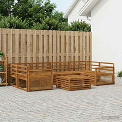 Outdoor Sofa Set 7 pcs 6-Seaters Natural Solid Acacia Wood Wooden frame with coffee rope