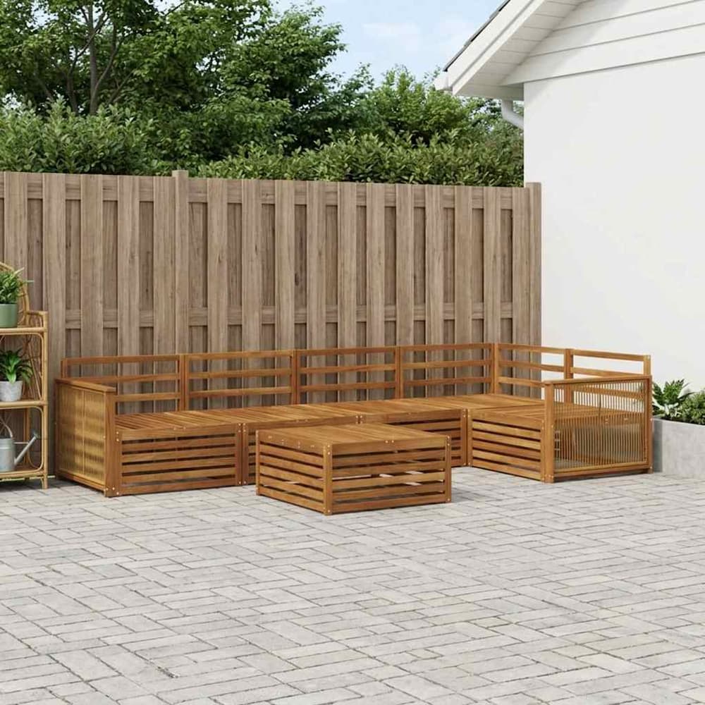 Outdoor Sofa Set 6 pcs Natural Wooden frame with coffee rope