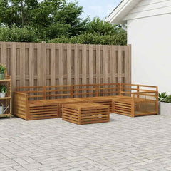 Outdoor Sofa Set 6 pcs Natural Wooden frame with coffee rope