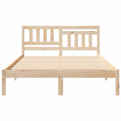Bed Frame with Headboard Solid Pine Wood Length 190 cm Natural 140 cm