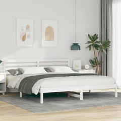 Bed Frame with Headboard Solid Pine Wood White Length 200 cm 180 cm