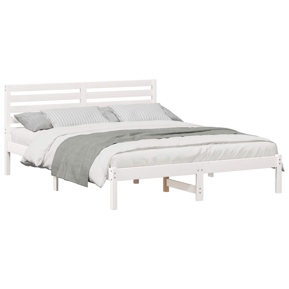 Bed Frame with Headboard Solid Pine Wood White Length 200 cm 160 cm
