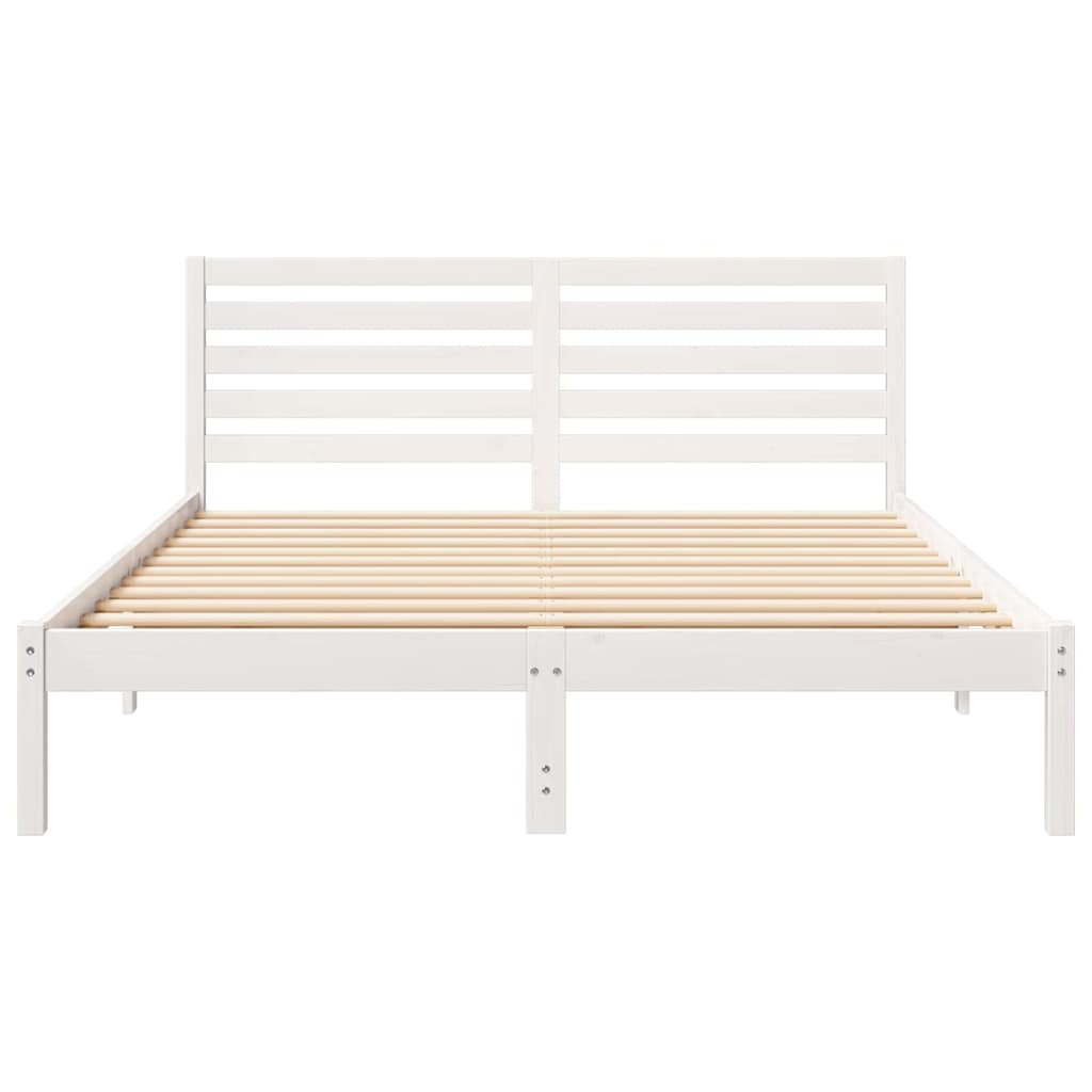 Bed Frame with Headboard Solid Pine Wood White Length 200 cm 160 cm