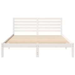 Bed Frame with Headboard Solid Pine Wood White Length 200 cm 160 cm