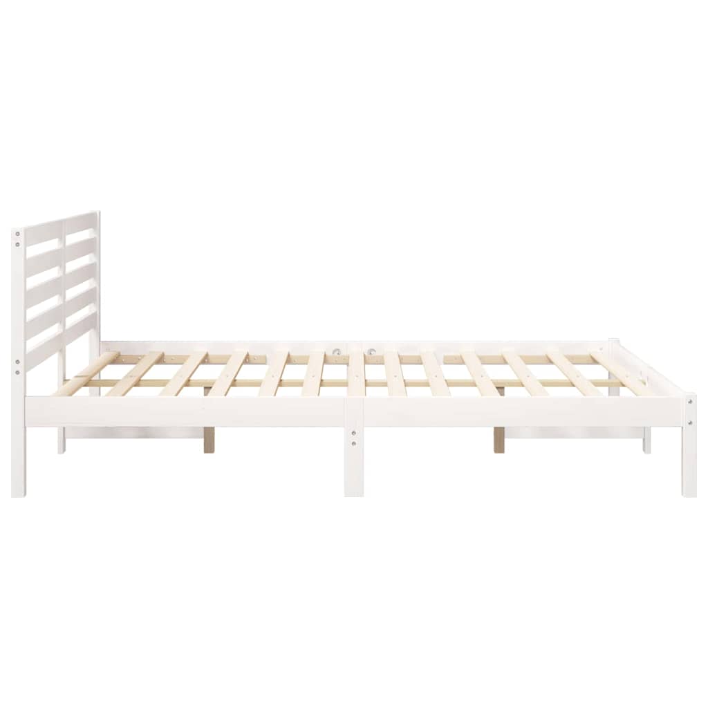 Bed Frame with Headboard Solid Pine Wood White Length 200 cm 160 cm