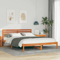 Bed Frame Headboard Solid Pine Wood Wax Brown Length