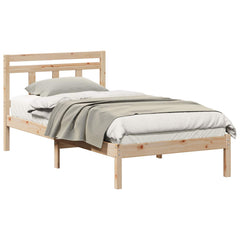 Bed Frame Brown Solid Pine Wood Length 200 cm Natural 100 cm