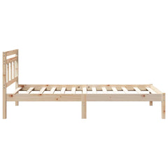 Bed Frame Brown Solid Pine Wood Length 200 cm Natural 100 cm