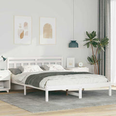 Bed Frame Solid Pine Wood Length White