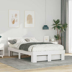Bed Frame with Headboard Solid Pine Wood Length 190 cm White 120 cm