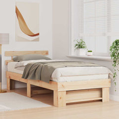 Bed Frame with Headboard Solid Pine Wood Length 190 cm Brown 90 cm