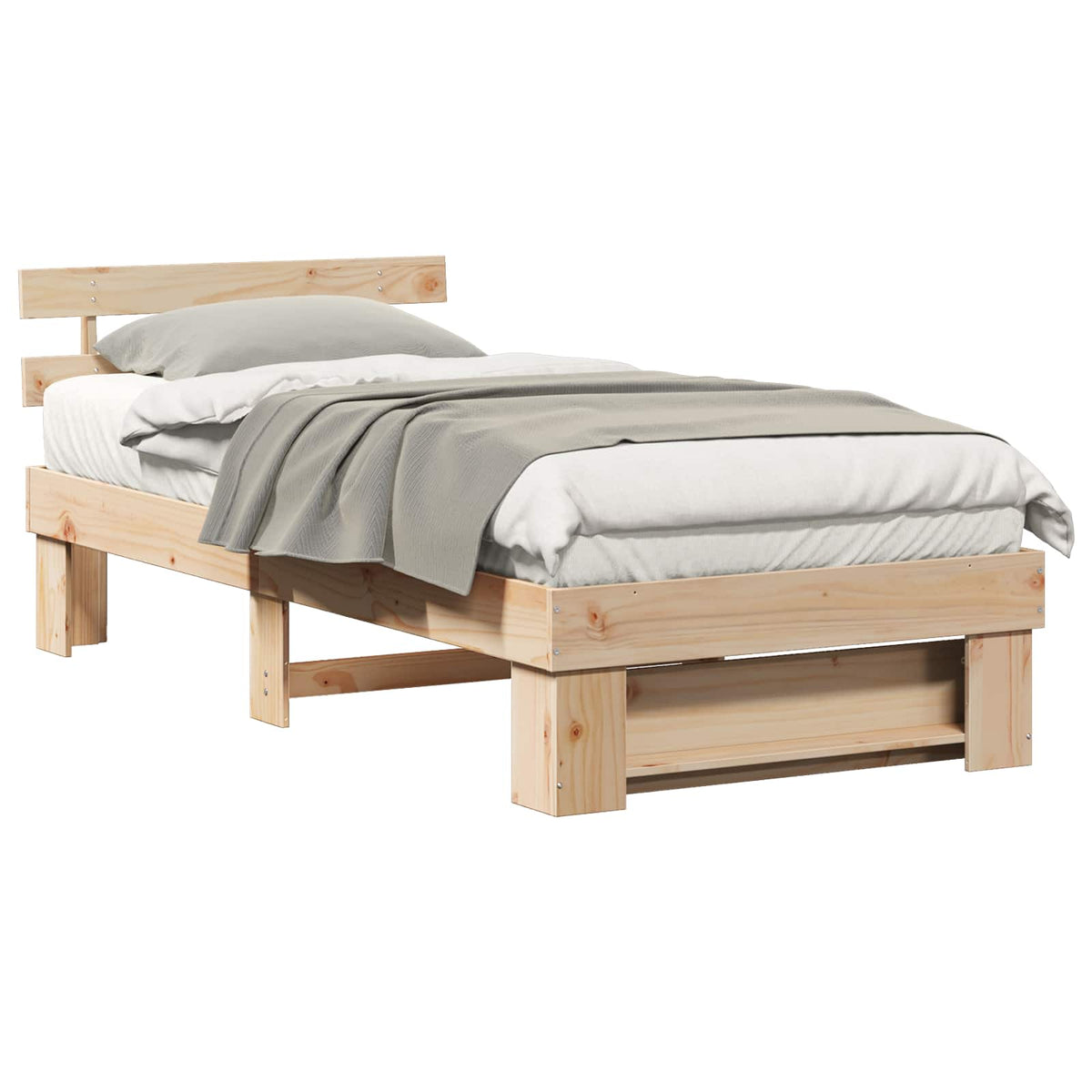 Bed Frame with Headboard Solid Pine Wood Length 190 cm Brown 90 cm