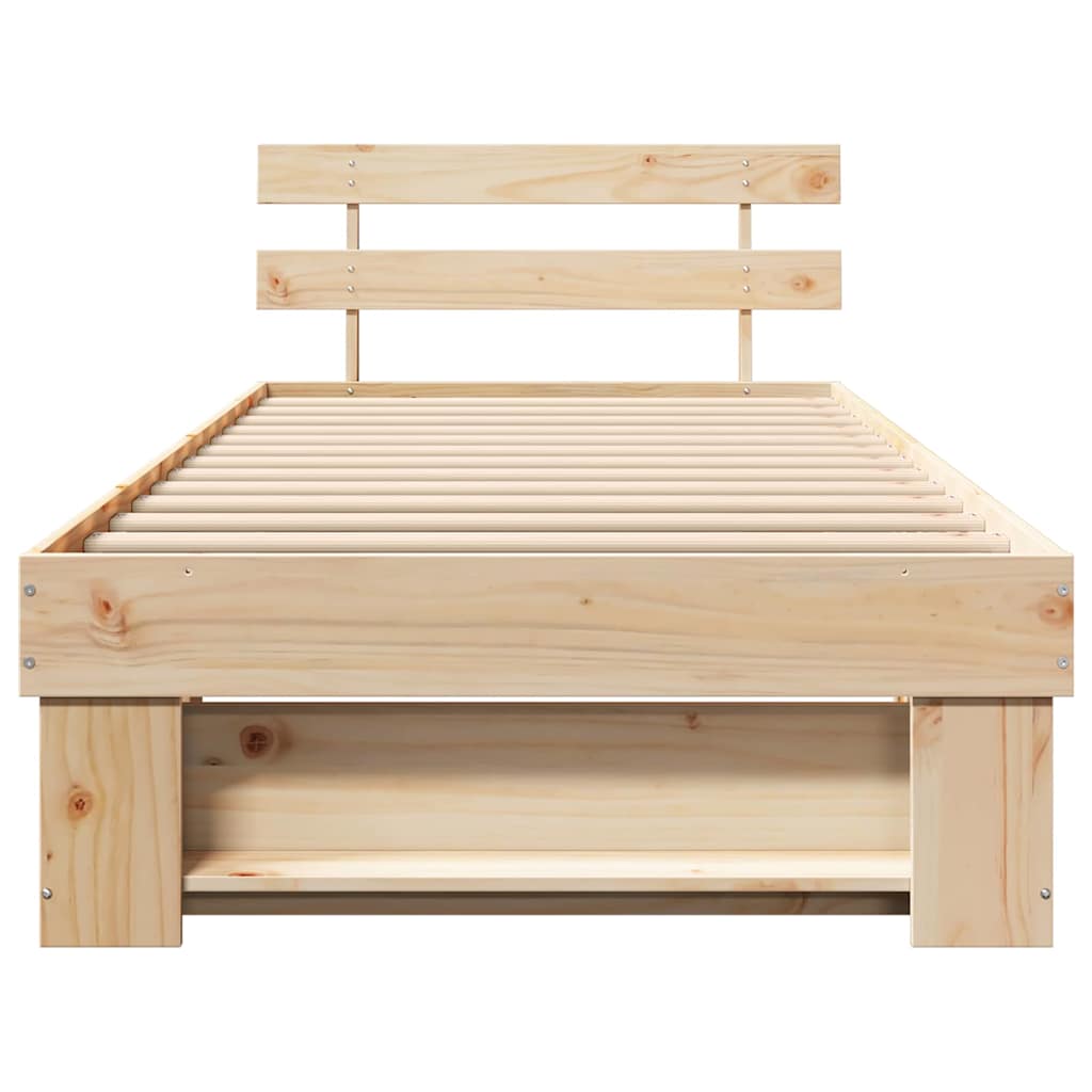 Bed Frame with Headboard Solid Pine Wood Length 190 cm Brown 90 cm