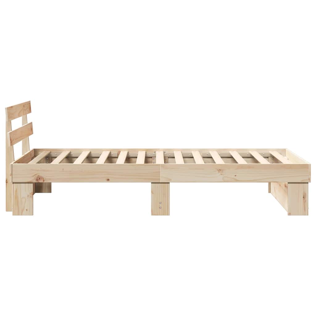 Bed Frame with Headboard Solid Pine Wood Length 190 cm Brown 90 cm