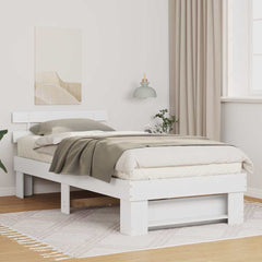Bed Frame with Headboard Solid Pine Wood Length 190 cm White 75 cm