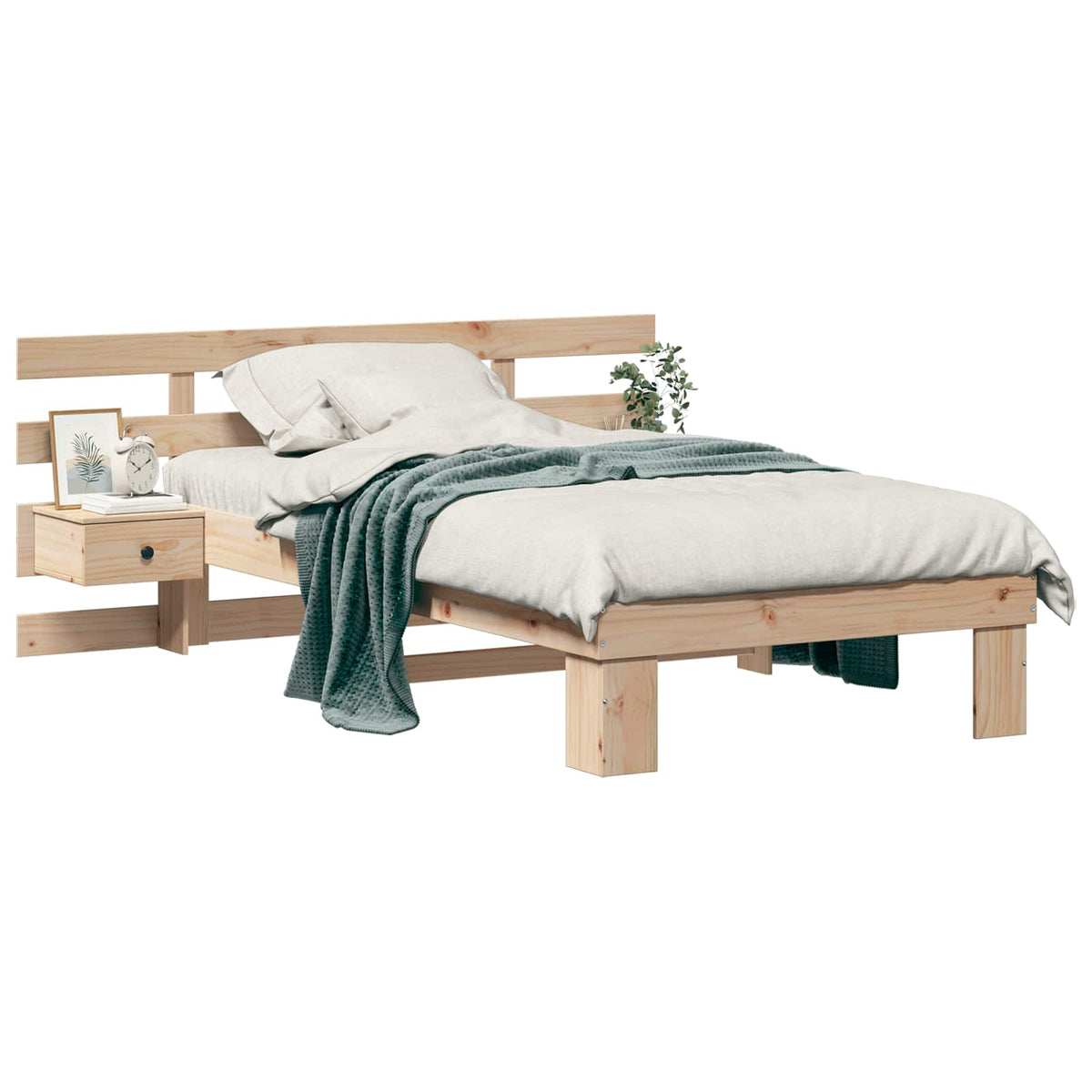 Bed Frame with Headboard Solid Pine Wood Length 200 cm Brown 90 cm